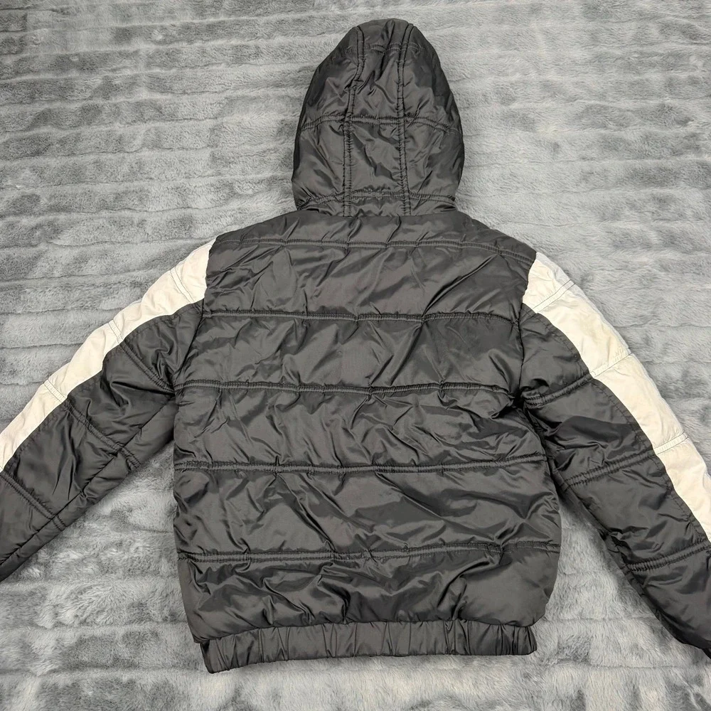 Jordan Kids Puffer Jacket Black White Jumpman Hooded Fleece Lined 9059 S 8-10
